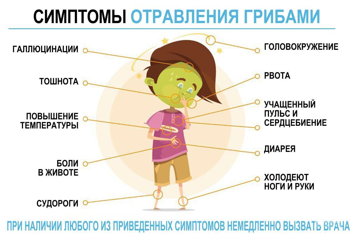 Симптомы отравления грибами